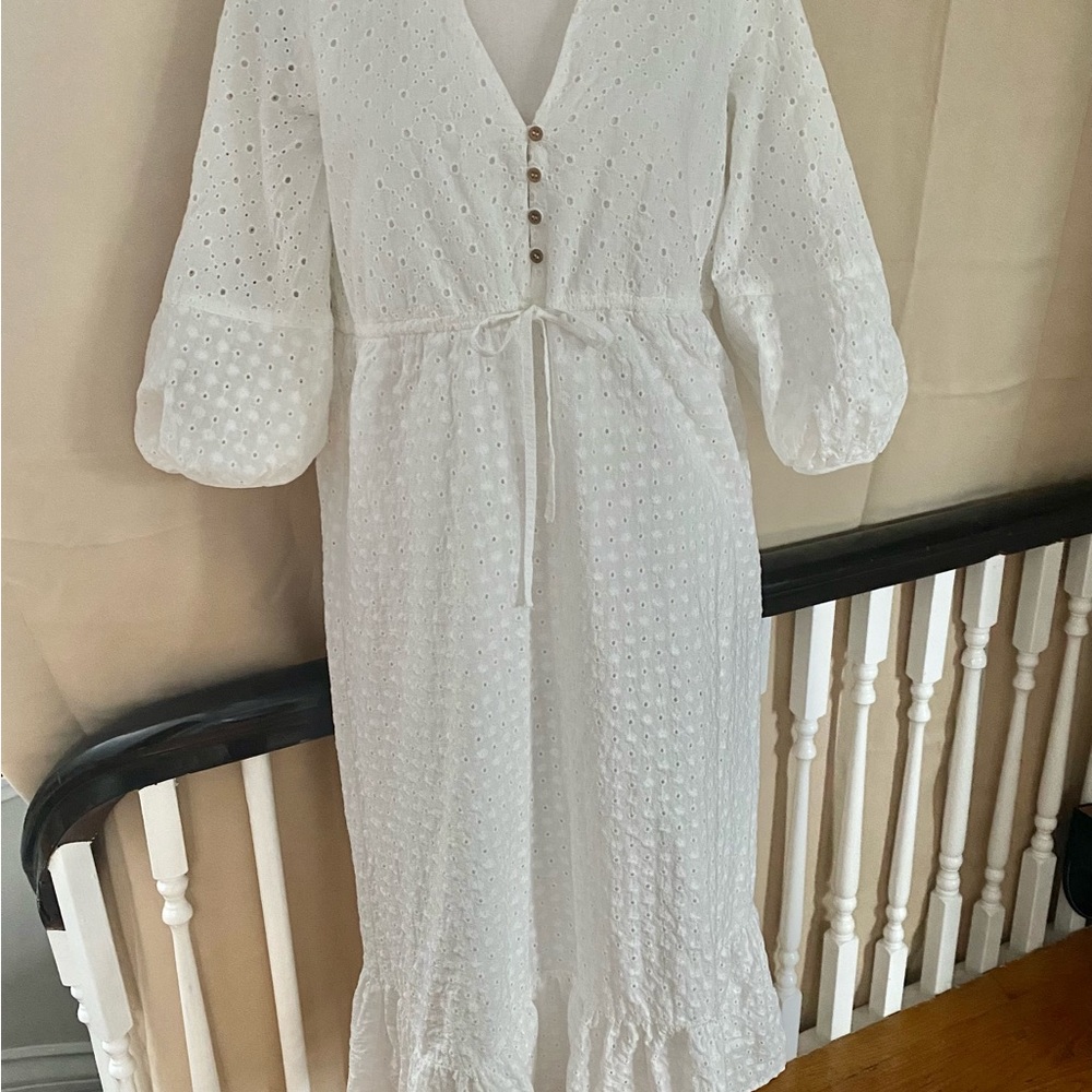ZARA WHITE EYELET DRESS - Picture 6 of 7